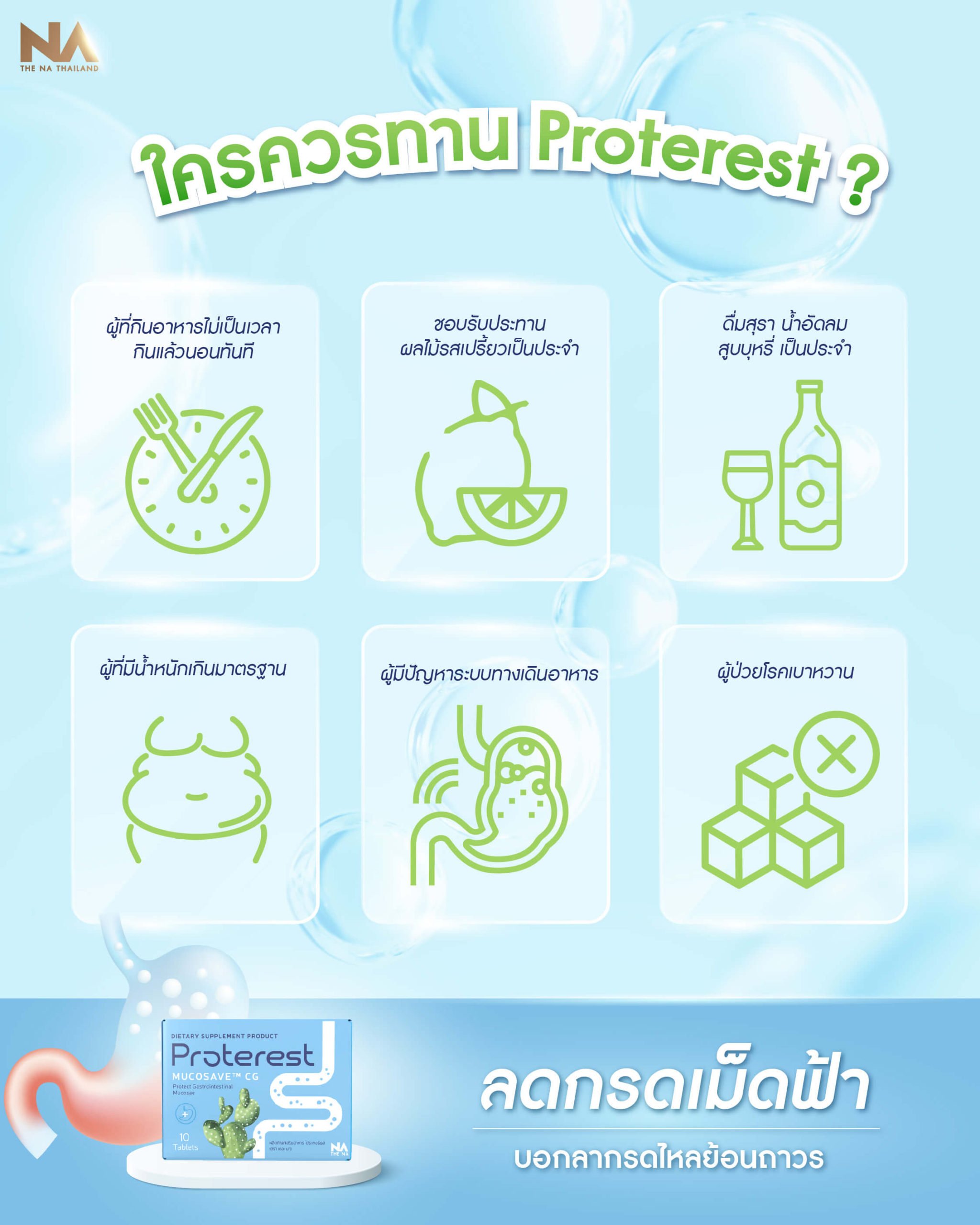 The Na Proterest ลดกรดเม็ดฟ้า